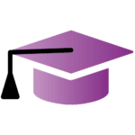 Purple graduation cap with black tassel